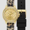 Gold-Tone Leather Multifunction Watch