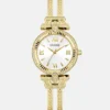 Gold-Tone Rhinestone Analog Watch