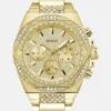 Gold-Tone Rhinestone Multifunction Watch