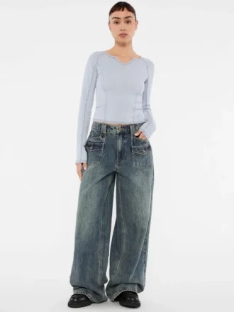 Guess Originals Double Patch Pocket Wide Leg Jeans