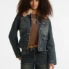 Guess Originals Faux-Fur Denim Aviator Jacket