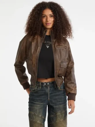 Guess Originals Faux-Leather Aviator Jacket