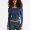 Guess Originals Ribbed Foldover Cardigan