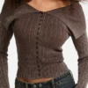 Guess Originals Ribbed Foldover Cardigan