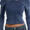 Guess Originals Ribbed Foldover Cardigan
