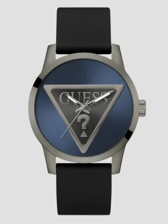 Gunmetal-Tone and Blue Analog Watch