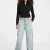 Half-Zip Cable-Knit Crop Sweater