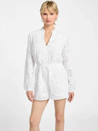 Hazel Embroidered Eyelet Romper