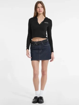 Hooded Embroidered Logo Slim Top