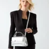 Iris Metallic Leather Top Handle Bag