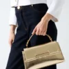 Iris Metallic Leather Top Handle Bag