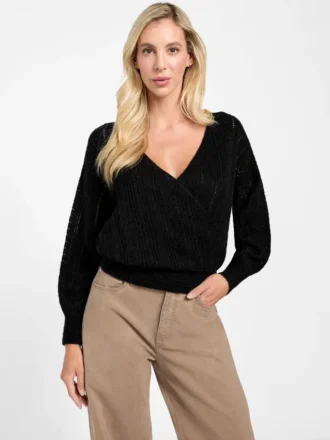Izabella Wool-Blend Surplice Sweater