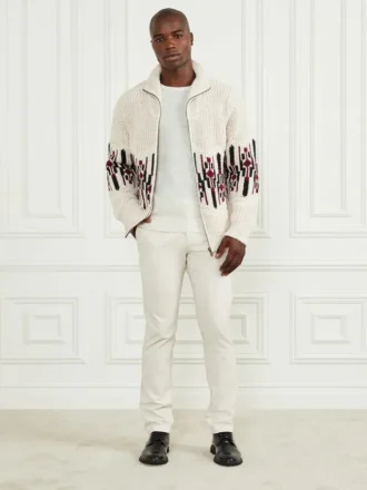 Jacquard High Neck Cardigan