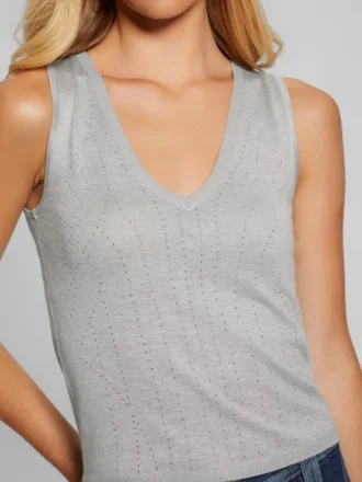 Janine Rhinestone Sweater-Knit Top