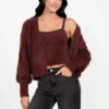Keyla Fuzzy Sweater Crop Cami