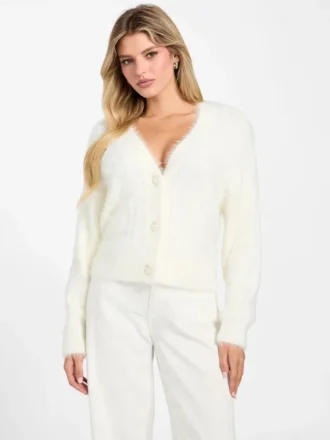 Kinako Fuzzy Cable-Knit Cardigan