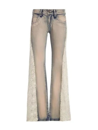 Lace Denim Flare Pants