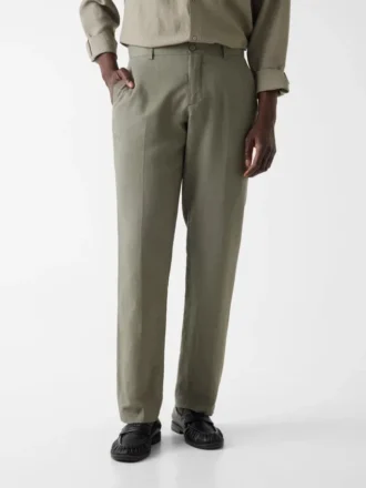 Linen-Blend Slim Pants