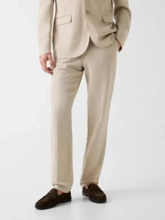Linen-Blend Slim Pants