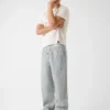 Linen-Blend Striped Pants