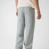 Linen-Blend Striped Pants