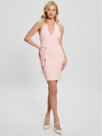 Lucia Belted Wavy Sweater Dress