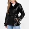 Marika Faux-Leather Short Trench Coat