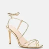 Metallic Leather Strappy Heel
