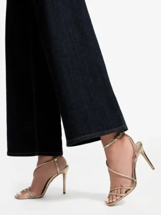 Metallic Leather Strappy Heel