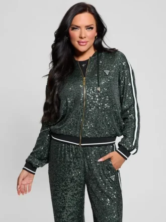 Mini Sequins Zip-Up Sweatshirt