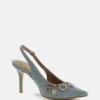 Naska Charm Denim Sling-Back Heels