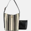 Nicolette Striped Canvas Large Bucket Bag