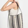 Nicolette Striped Canvas Large Bucket Bag