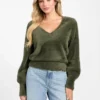 Niko Fuzzy V-Neck Sweater