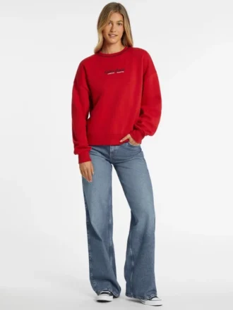 Oversized Contrast Piping Logo Sweatshirt