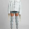 Painted Denim Fringe Jacket