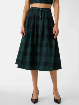 Pia Plaid Midi Skirt