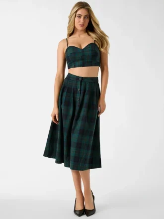 Pia Plaid Midi Skirt