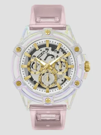 Pink and White Multifunction Silicon Watch