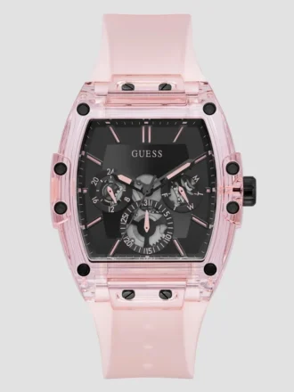 Pink Plastic and Silicone Multifunction Watch