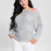 Poa Metallic Off-Shoulder Sweater