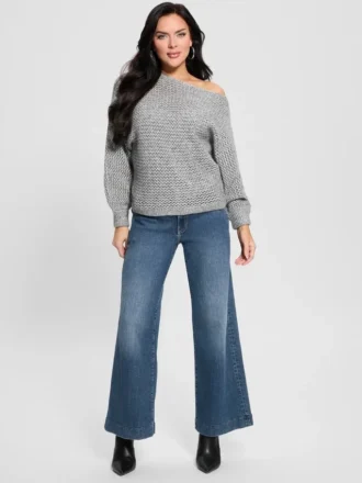 Poa Metallic Off-Shoulder Sweater