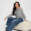 Poa Metallic Off-Shoulder Sweater