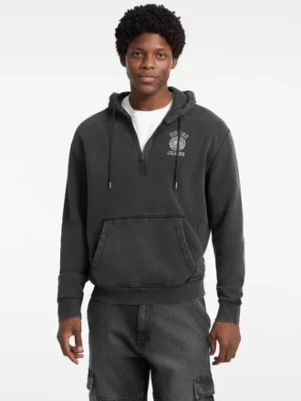 Printed Half-Zip Logo Hoodie