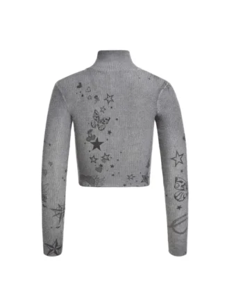 Printed Stitched Sweater