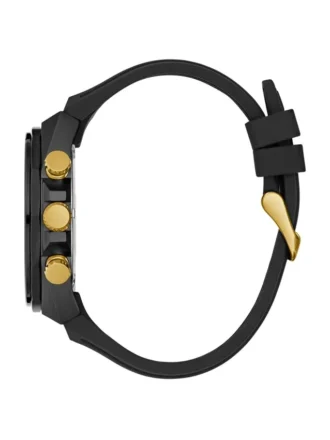 Rainbow Mosaic and Black Silicone Chronograph Watch