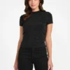 Rhinestone Quattro G Mock-Neck Tee