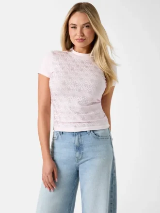Rhinestone Quattro G Mock-Neck Tee