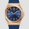Rose Gold-Tone and Blue Analog Watch