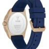 Rose Gold-Tone and Blue Silicone Analog Watch